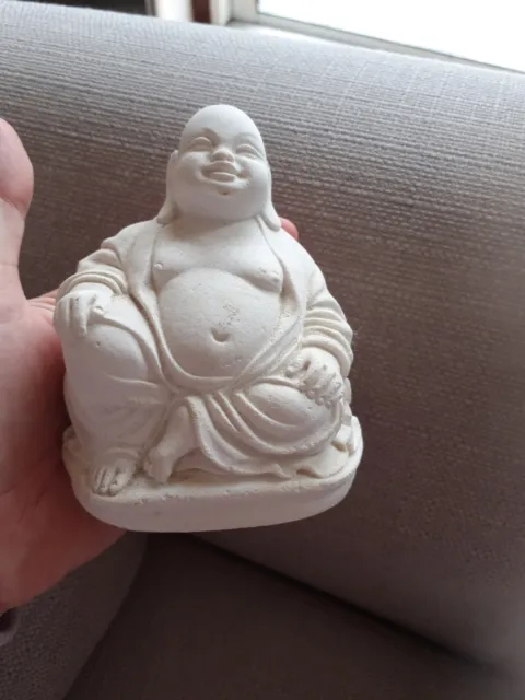 Chinese white carved stone vintage Victorian oriental antique Buddha figurine