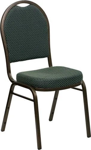 10 PACK Banquet Chair Green Patterned Fabric Restaurant Chair Dome Back Stacking