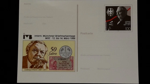 BR Deutschland  Ganzsache Amtliche Sonderpostkarte PSo51, 1998   Ludwig Erhard