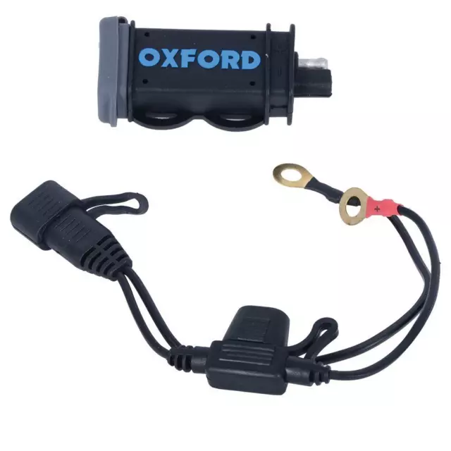 Oxford Motorcycle USB 2.1 Amp Fused Power Charging Kit Motorbike Leads (EL114)