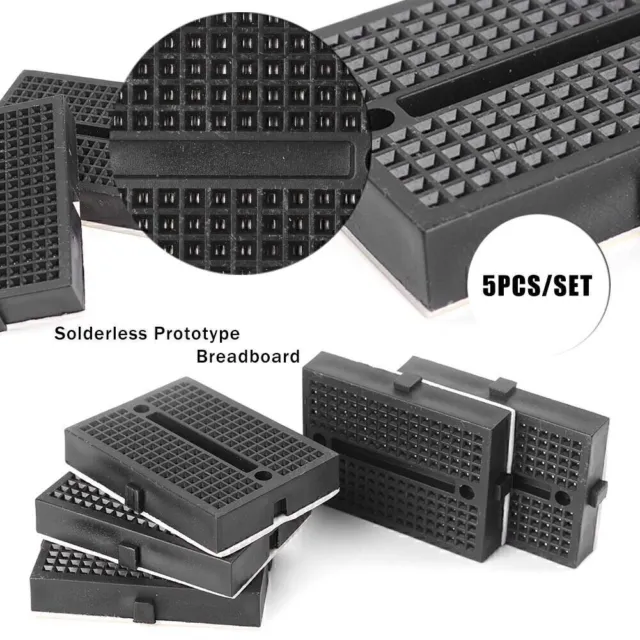 5 x Solderless Prototype Breadboard 4.5 x 3.5 cm Assembled Black Brand New