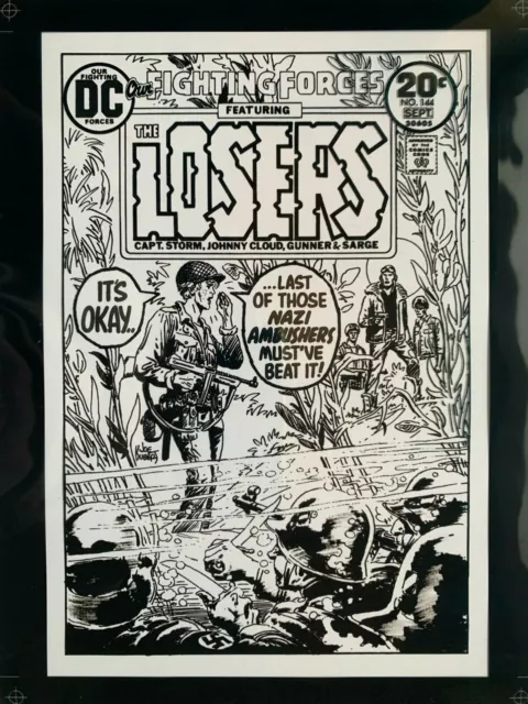 Production Art OUR FIGHTING FORCES ft. LOSERS #144 cover, JOE KUBERT art, 8.5x11