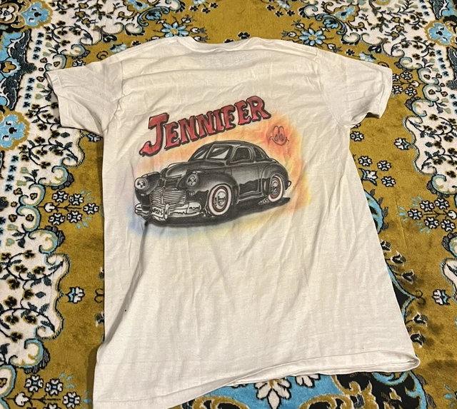 Vtg JC Penny Towncraft  Shirt painted w/ car and name jennifer MADE IN USA