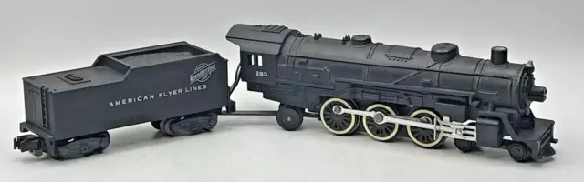 American Flyer S Gauge #283 Pacific Loco/Tender - Runs and Strong Smoke - Exc.