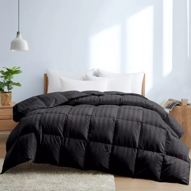 Heavy Winter Down Alternative Comforter+Sheet Set King Size Gray Stripes