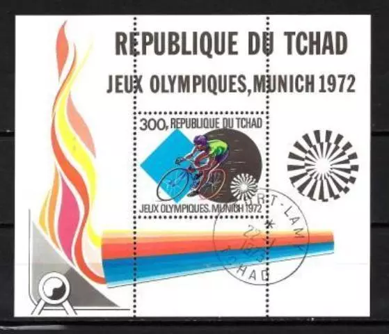 Jeux Olympiques d' été Tchad (86) bloc oblitéré