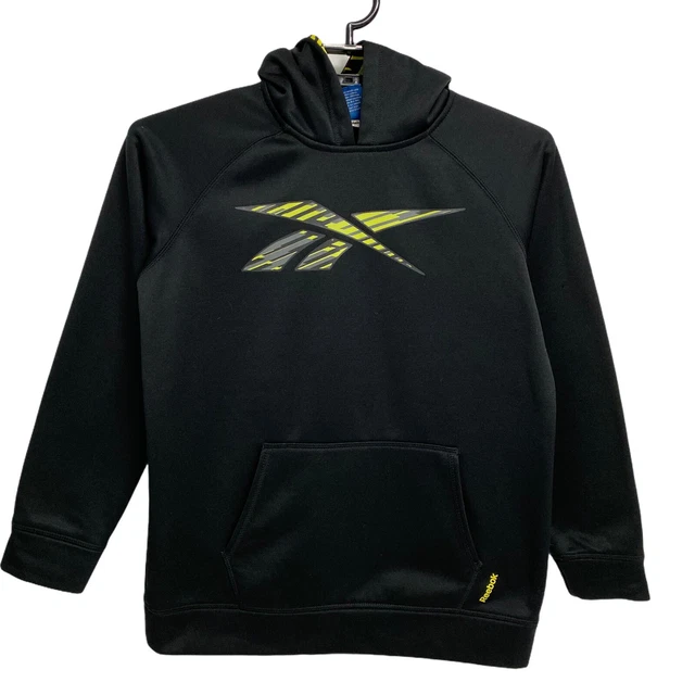 Reebok Ragazzi Nero Felpa con Cappuccio Canguro Tasca Taglia M