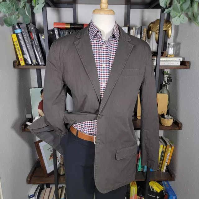 Old Navy Men's Sport Jacket Two Button Grayish brown Striped Cotton Size XL