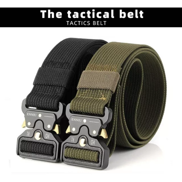 Mens Outdoor Tactical Hunting Belt Buckle Survival Belt for Fishing Alloy Buckle