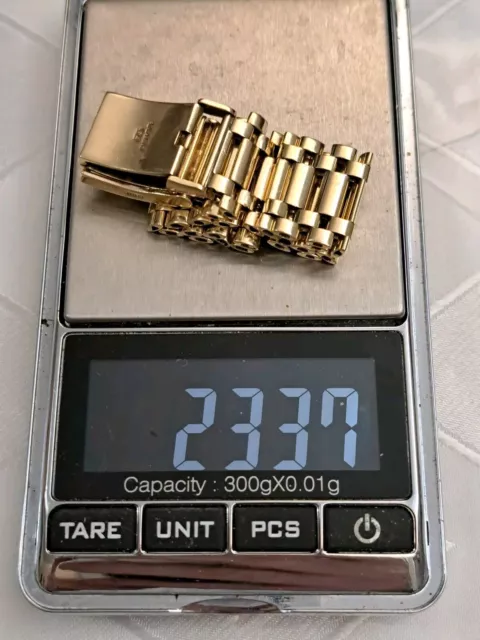T J 9ct solid gold GENTS WATCH bracelet 9ct GOLD watch strap 23g BRMGHM "V" 1995