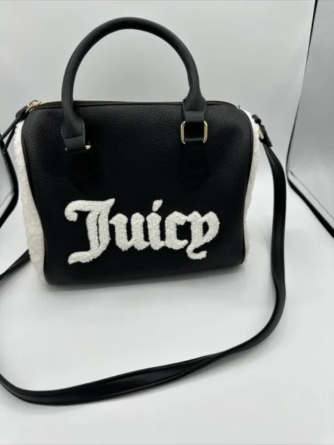 Juicy Couture - Juicy Flashback Satchel - Black Faux Sherpa - Crossbody Bag