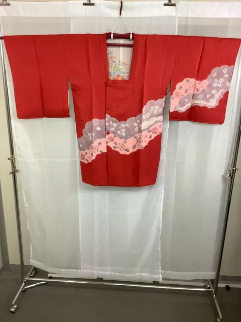 Japanese Vintage Kimono Michiyuki coat Chirimen cloud expensive Height 34.64inch