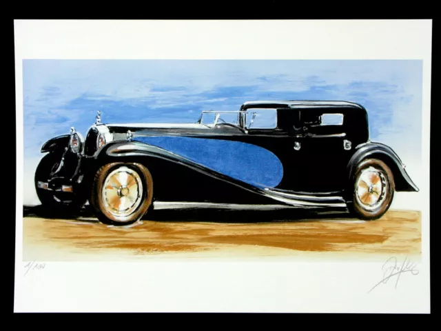 Original Kunst Grafik "BUGATTI" Grafik Grafica Gráfico signiert limitiert