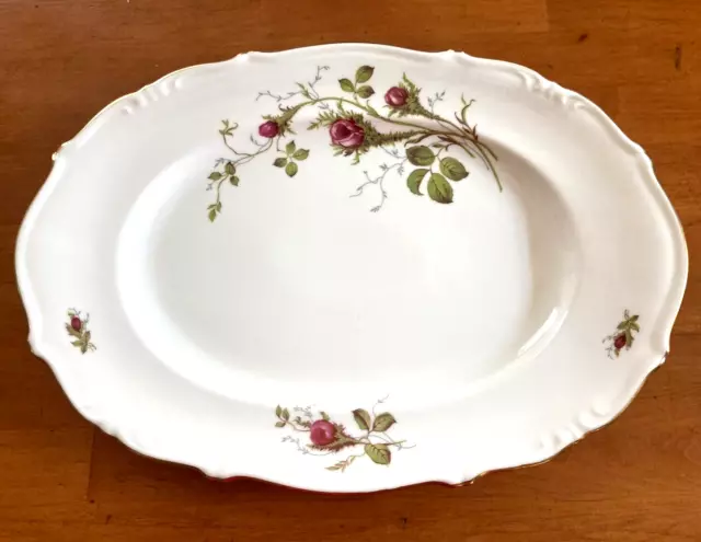 Vintage W Eschenbach China Briar Rose Pattern 15" Oval Serving Platter - Bavaria