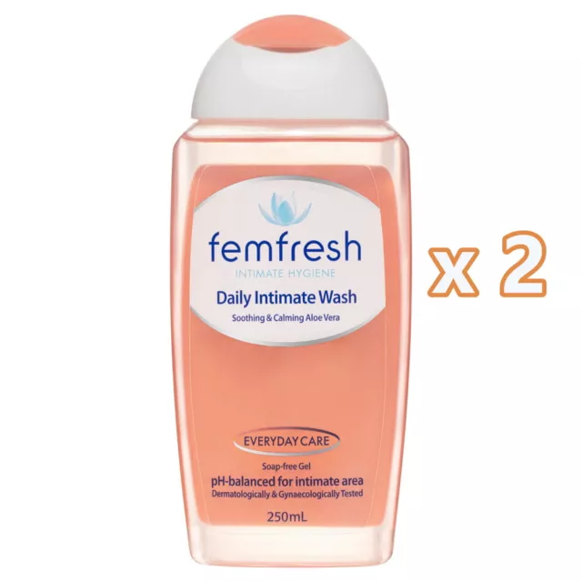 2 x Femfresh Daily Intimate Wash 250ml Fem Fresh 500ml Pack