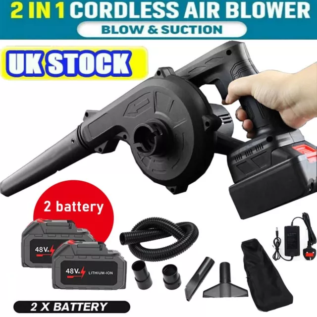 Electric Cordless Air Blower 24V Garden Snow Dust Leaf Suction Vacuum 2 Battery