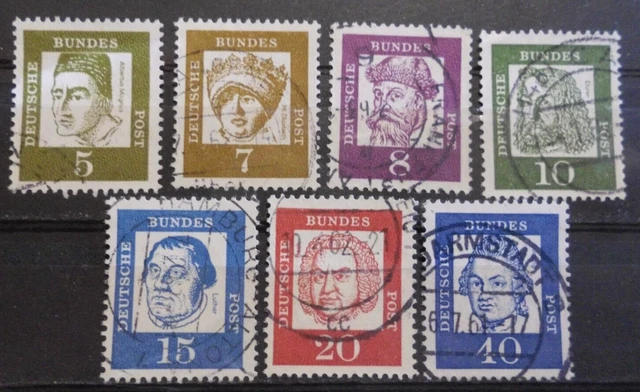 Bund Mi.- Nr.  347x - 352x +355x gestempelt ohne Fluoreszenz Bedeutende Deutsche