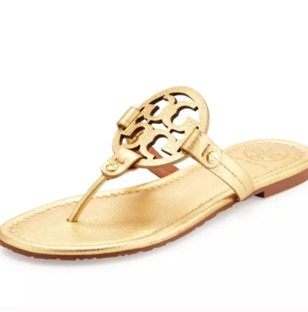 Tory Burch Miller Metallic Gold Sandals Size 8