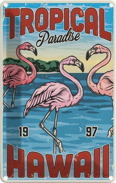 STC - Plaque Déco Effet Néon 15x30 Cm - Tropical Paradise - Achat