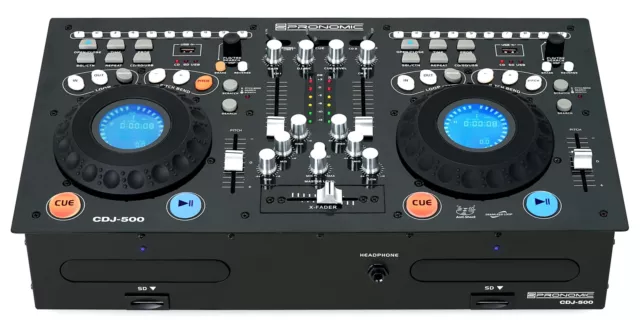 Contrôleur DJ Sound Mixer double platine Lecteur CD USB SD Mp3 Jogwheels EQ 2