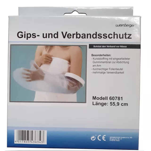 Gipsschutz Verbandsschutz Arm 55,9cm wasserdicht Duschschutz Näss Gipsarm Baden