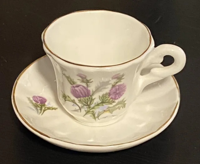Taza de té y platillo vintage mini/miniatura - hueso fino Scotprod China Escocia