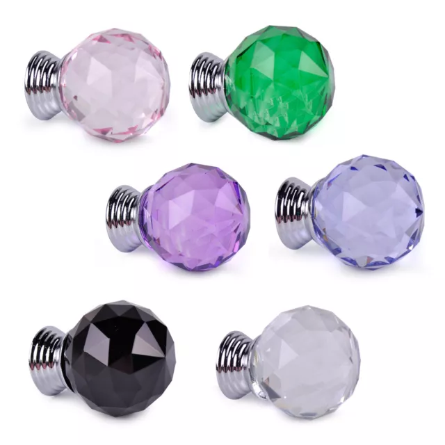 10x3CM Round Crystal Cupboard Knob Furniture Pull Handle Cabinet Drawer Screw lp 2