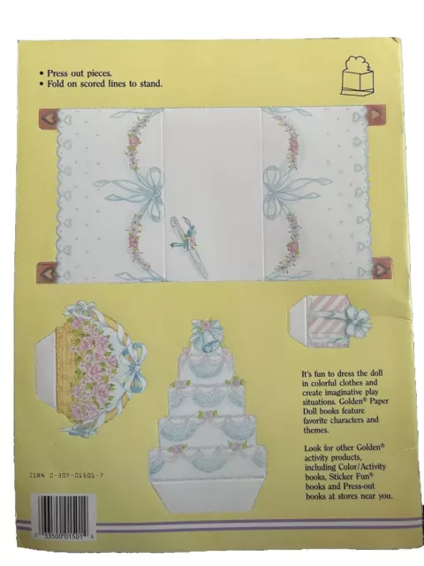 Bride and Groom Paper Dolls Vintage Full Color A Golden Book #1501 1988 USA 2