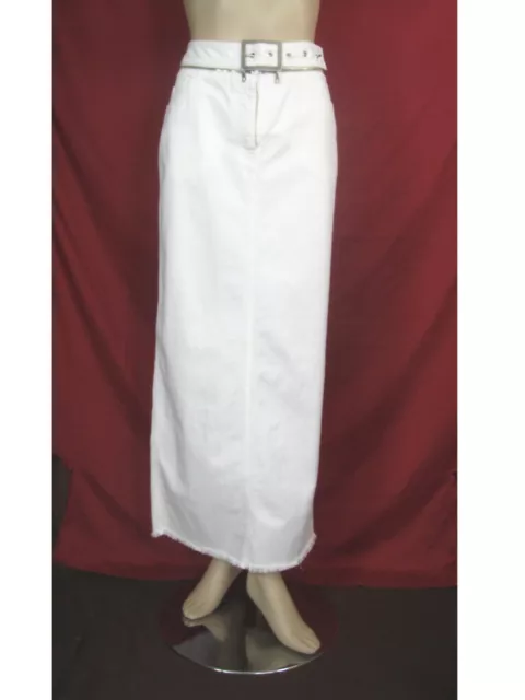 JEAN PAUL GAULTIER JPG.JEAN"S Long White Denim Skirt sz 46/12 Italy