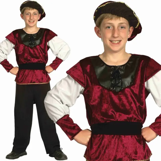 Tudor Boys Costume Medieval Renaissance Prince Book Week Kids Fancy Dress Child