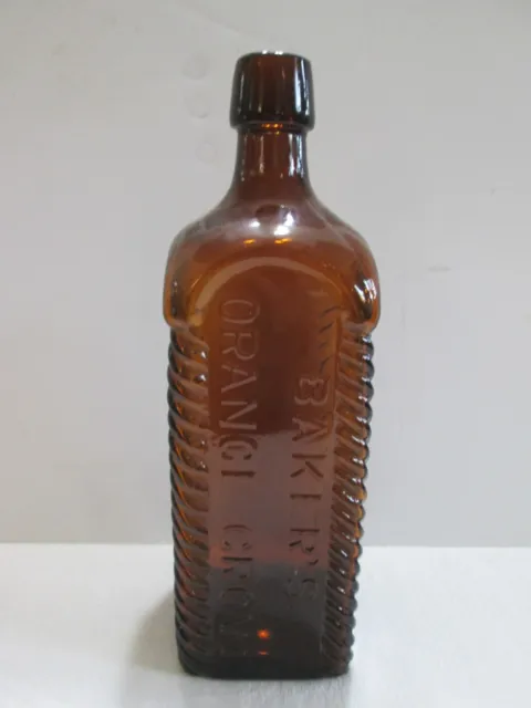 Antique Amber Baker's Orange Grove Bitters Bottle