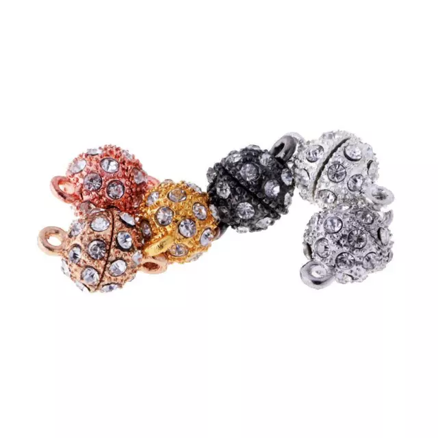 6 Pieces Rhinestone Round Ball Brass Magnetic Clasps Jewelry Finding