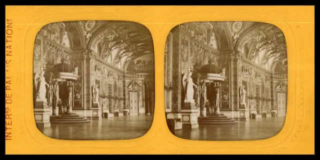 Paris, Palais du Luxembourg, Sénat, Salle du Trône, ca.1860, stéréo jour/nuit (F