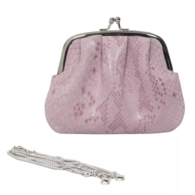 ASSOTS of London Selena Pastel Pink Python Snake Real Leather Large Purse Bag