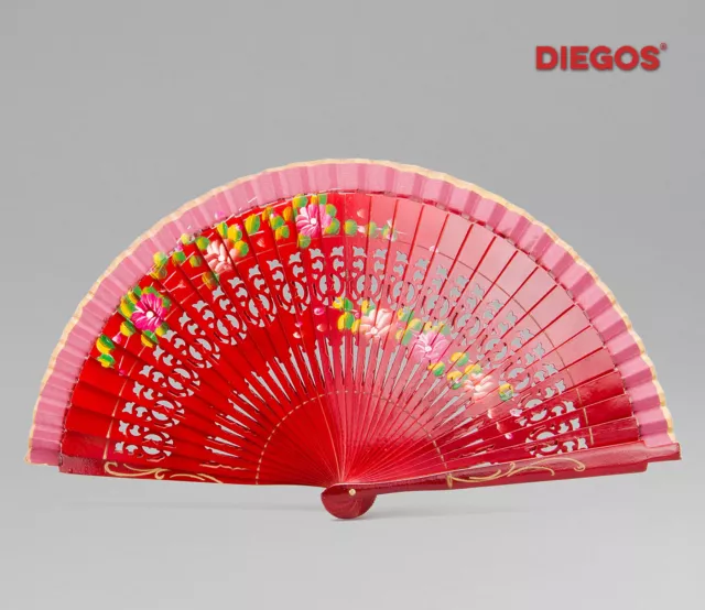 Hand painted Spanish Abanico hand fan made in Valencia Flower Flamenco painting