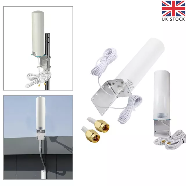 Dual SMA Male 3G 4G External LTE Signal Booster Antenna Outdoor Wall Mount UK