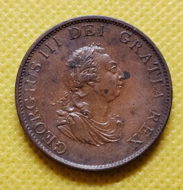 1799 Halfpenny George III British Copper Coin