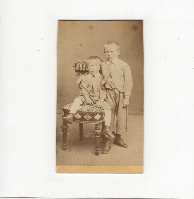 Gebr. Mohr CDV Foto Niedliche kleine Jungen - Frankfurt Main 1870er