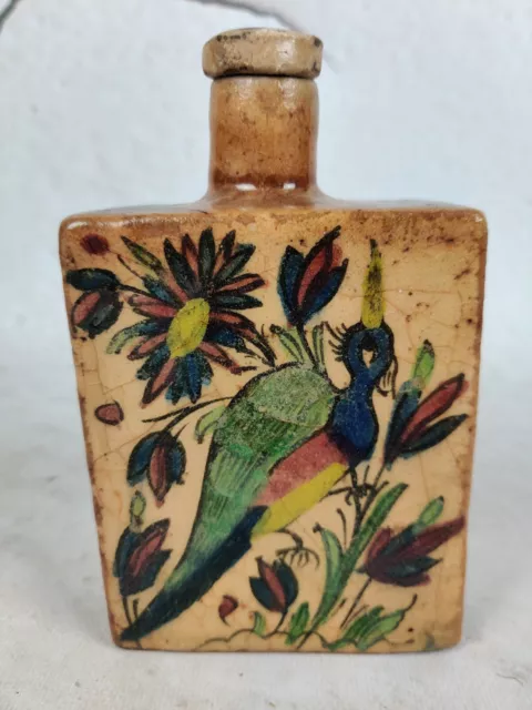 Antikes Steingut Gefäß Vase Iznik Qajar Dynastie Persien Blumendekor 19 Jhd (4)