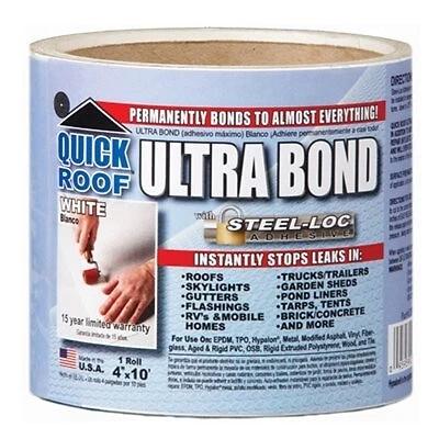 Reparación de techo Ultra Bond, autoadhesivo, blanco, 4 pulgadas. x 10 ft. -UBW410
