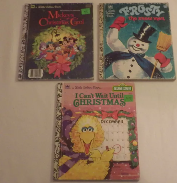 Lot 3 Little Golden Book Books Mickeys Christmas Carol Frosty Snowman Big Bird