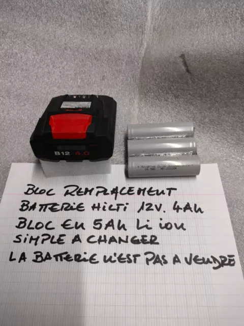 Bloc  neuf remplacement  batterie  hilti 12 v en 5Ah au lieu  de 4Ah