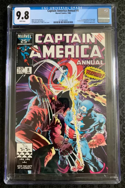 Captain America Annual 8 Cgc 9.8 White Wolverine 1St Overrider Marvel 1986