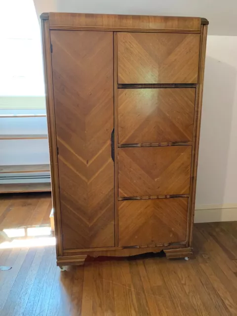 art deco vintage waterfall armoire wardrobe - Pick up only in Rhode Island July 