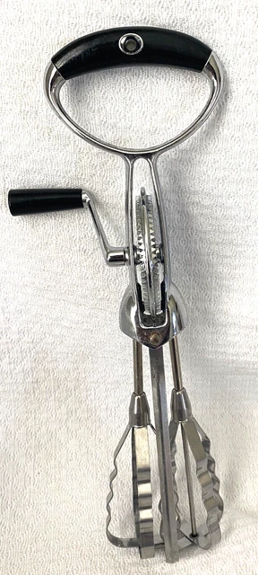 Rare Vintage Flint ECKO Manual Hand Turn Crank Egg Beater Mixer 689 Stainless