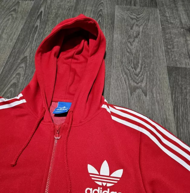 Adidas ' Hooded ' Jacket - Mens Medium  - Red - Excellent Condition 3
