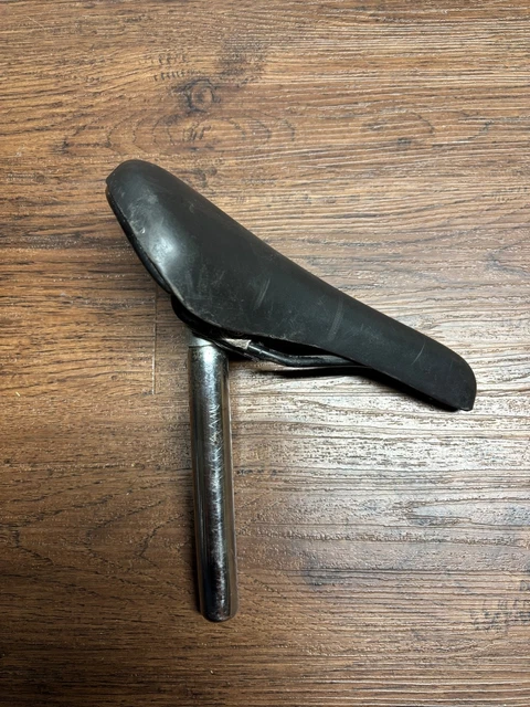 Selle De Vélo Vintage Aurora Viscount 93 - Cuir Noir - Fabrication Italienne - Pour Vélo Course/route