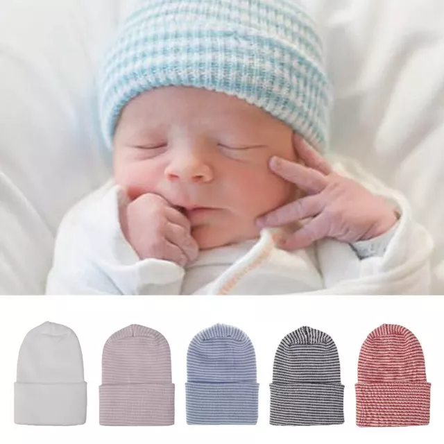 Newborn Hospital Cap Beanie Hat Infant Striped Fetal Hat Baby Boy Girl Hat