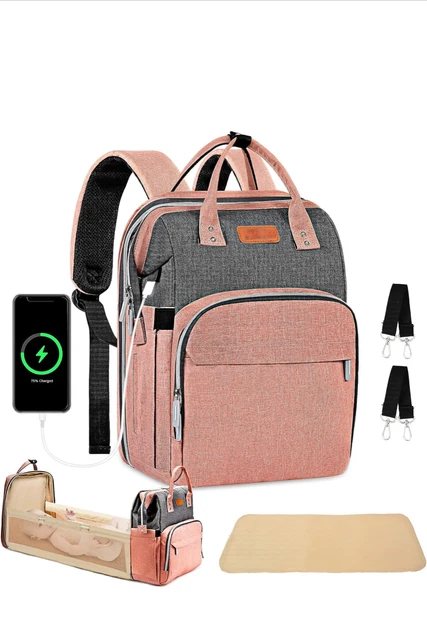 3 IN 1 Multifunctional Baby Diaper Bag Backpack with Changing Station Diaper Pad