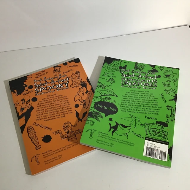 Prof Zacharias Zog's Splat A Fact Spooky / Ferocious Creatures Activity Books 2